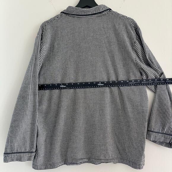 Vintage Charter Club Snowman Holiday Pajama Top Black and White Gingham Size L - Picture 6 of 6